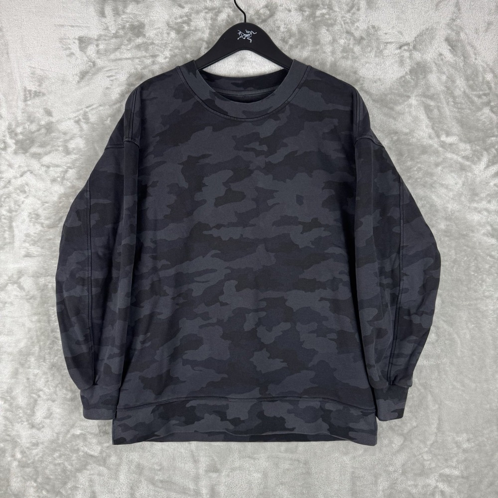 Lululemon Perfectly Oversized Crew Neck Sweatshirt Camouflage Women 8/9 Black